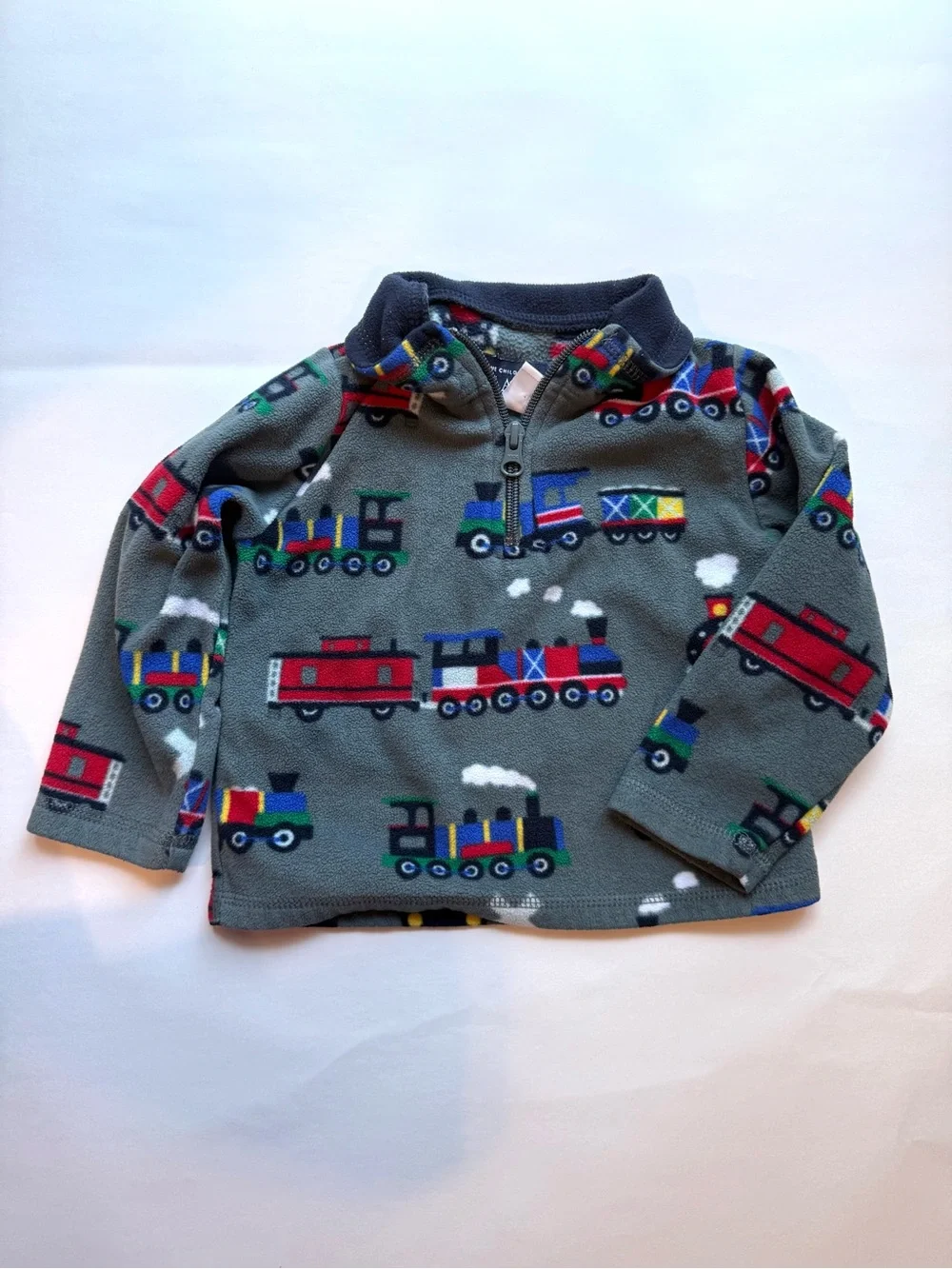 Kids Grey Train Print Fleece Pullover-The Children’s Place